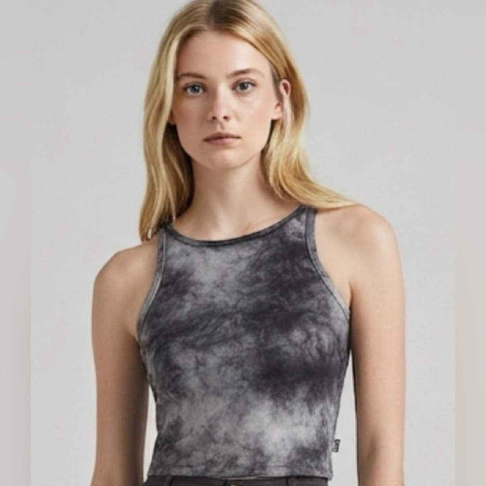 DKNY Sport Gray Tie-Dye Top